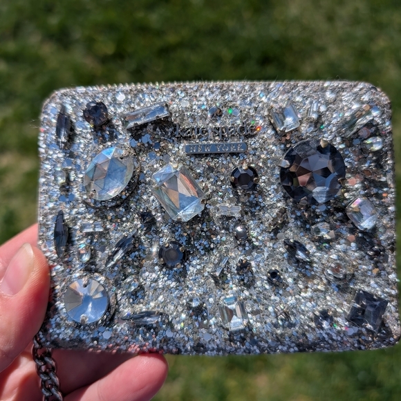 kate spade Handbags - Kate Spade Silver Glitter Sparkle Wallet with Gems